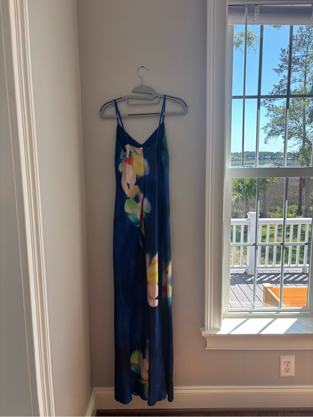 Steve Madden Navy Slip Maxi Dress with Multicolor Watercolor Floral - Picture 4 of 4